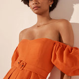 SHONA JOY - Soller Panelled Midi Dress - Tangerine