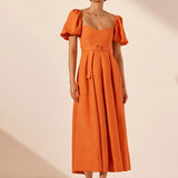 SHONA JOY - Soller Panelled Midi Dress - Tangerine
