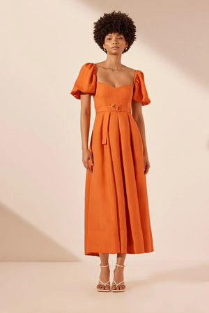 SHONA JOY - Soller Panelled Midi Dress - Tangerine