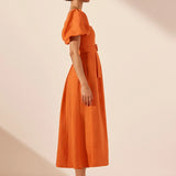 SHONA JOY - Soller Panelled Midi Dress - Tangerine
