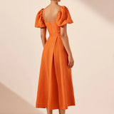 SHONA JOY - Soller Panelled Midi Dress - Tangerine
