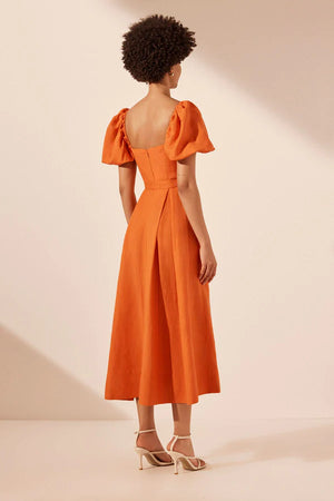 SHONA JOY - Soller Panelled Midi Dress - Tangerine