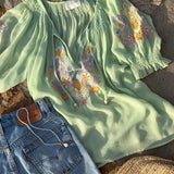 AUGUSTE - Indra Embroidered Blouse - Green