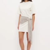 MON RENN - Elki Mini Dress - Cream Stripe