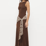MON RENN - Imprint Dress - Nutmeg / Tiktak Print