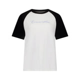 COMMONPLACE ESSENTIALS - Cursive Raglan T-Shirt - Black/White