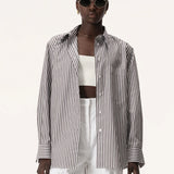 Elka Collective - Farah Shirt - Chocolate Stripe
