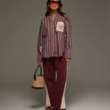 ARAMINTA JAMES - Alpine Cotton Stripe Shirt - Red Wine