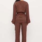 MON RENN - Imprint Kimono Top - Nutmeg