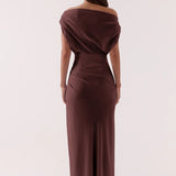 SOVERE / - Ada Off Shoulder Dress - Chocolate