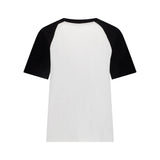 COMMONPLACE ESSENTIALS - Cursive Raglan T-Shirt - Black/White