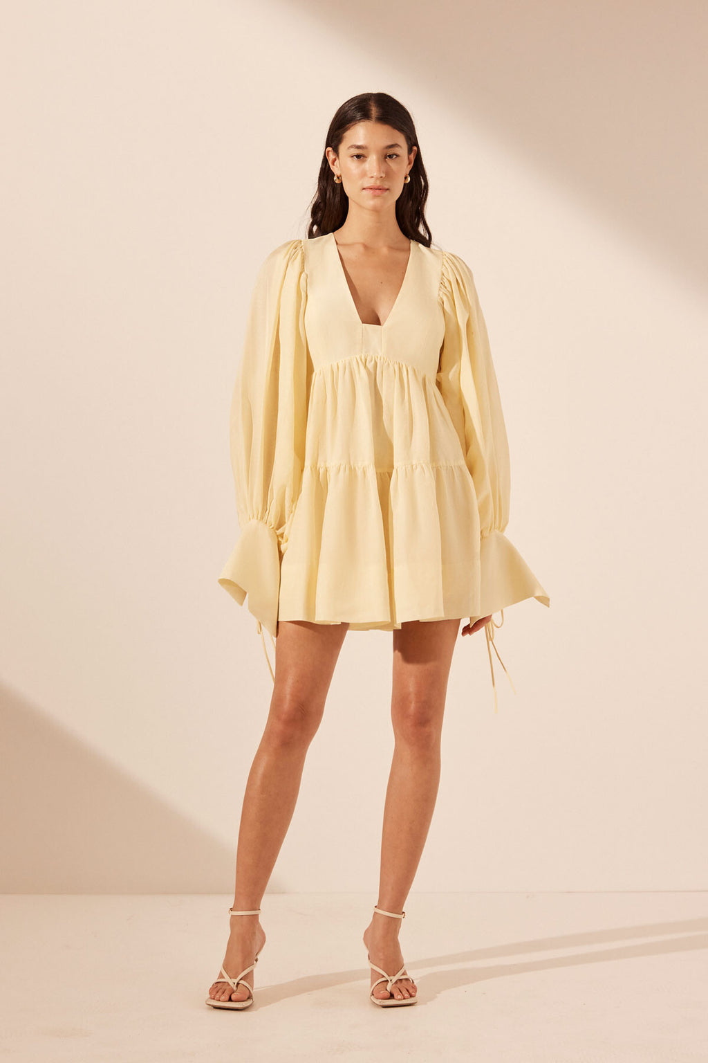 SHONA JOY - Limon Long Sleeve Mini Dress - Lemonade