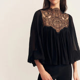 SHONA JOY - Emory Lace Blouse - Black