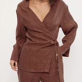 MON RENN - Imprint Kimono Top - Nutmeg