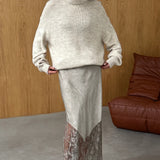 CHARLI - Solene Lace Skirt - Taupe