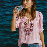 AUGUSTE - Indra Embroidered Blouse - Pastel Pink