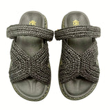 DE SIENA - Zoey Woven Raffia Fussbett - Black