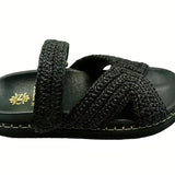 DE SIENA - Zoey Woven Raffia Fussbett - Black