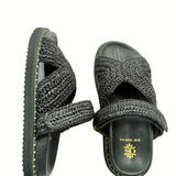 DE SIENA - Zoey Woven Raffia Fussbett - Black