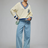ARAMINTA JAMES - A.J V-Neck Knit Sweater - Coconut