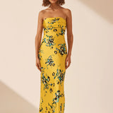SHONA JOY - Silk Ruched Bodice Maxi Dress - Romilly