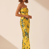 SHONA JOY - Silk Ruched Bodice Maxi Dress - Romilly