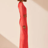 SHONA JOY -  Lydie Asymmetrical Lace Up Dress - Poppy Red
