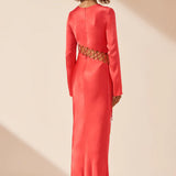 SHONA JOY -  Lydie Asymmetrical Lace Up Dress - Poppy Red