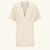 SHONA JOY - Arlo Relaxed Polo Top - Ivory