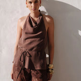 KIVARI - Arabella Halter Top - Chocolate