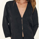 ROWIE - Atta Jacquard Tang Shirt - Noir Floral