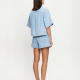 KIVARI - Avery Denim Top - Dusty Blue