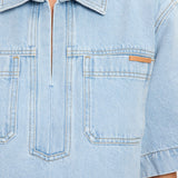 KIVARI - Avery Denim Top - Dusty Blue
