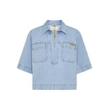 KIVARI - Avery Denim Top - Dusty Blue
