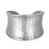 SATYA - Medium Silver Basketweave Bracelet Cuff