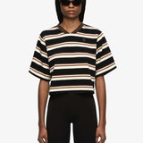 BEC + BRIDGE - Nika Cropped Jersey - Black / Chocolate Stripe