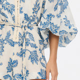 KIVARI - Bluebell Playsuit - Blue Ecru