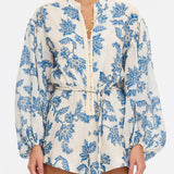 KIVARI - Bluebell Playsuit - Blue Ecru