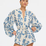 KIVARI - Bluebell Playsuit - Blue Ecru