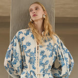 KIVARI - Bluebell Maxi Dress - Blue Ecru