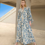 KIVARI - Bluebell Maxi Dress - Blue Ecru