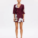 KIVARI - Brodie Tie Front Mini Dress - Plum