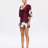 KIVARI - Brodie Tie Front Mini Dress - Plum