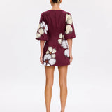 KIVARI - Brodie Tie Front Mini Dress - Plum
