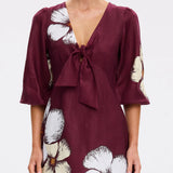 KIVARI - Brodie Tie Front Mini Dress - Plum