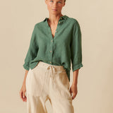 INDI & COLD - Linen Box-Cut Shirt - Esmeralda