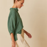 INDI & COLD - Linen Box-Cut Shirt - Esmeralda
