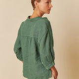 INDI & COLD - Linen Box-Cut Shirt - Esmeralda