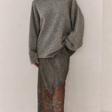 CHARLI - Solene Lace Skirt - Mid Grey
