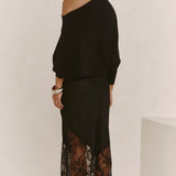 CHARLI - Solene Lace Skirt - Black